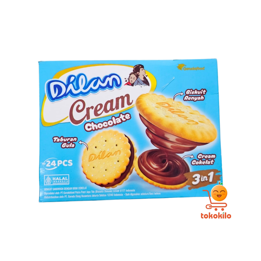 Biskuit Dilan Sandwich Cream Chocolate 16 gr (isi 24 pcs)