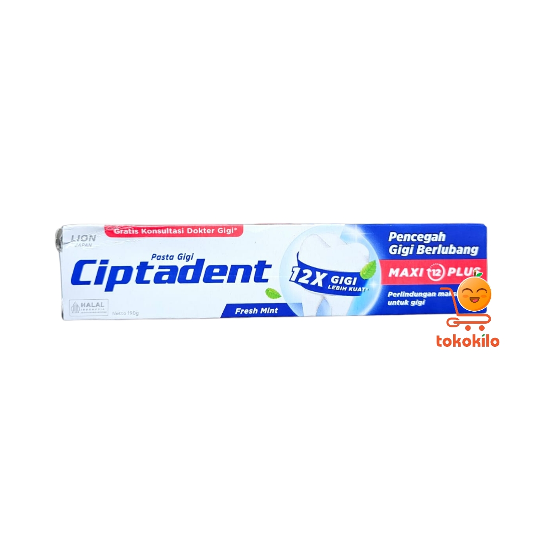 Ciptadent Pasta Gigi Maxi 12 Plus Fresh Mint 75gr, 120gr, 190gr, 225gr