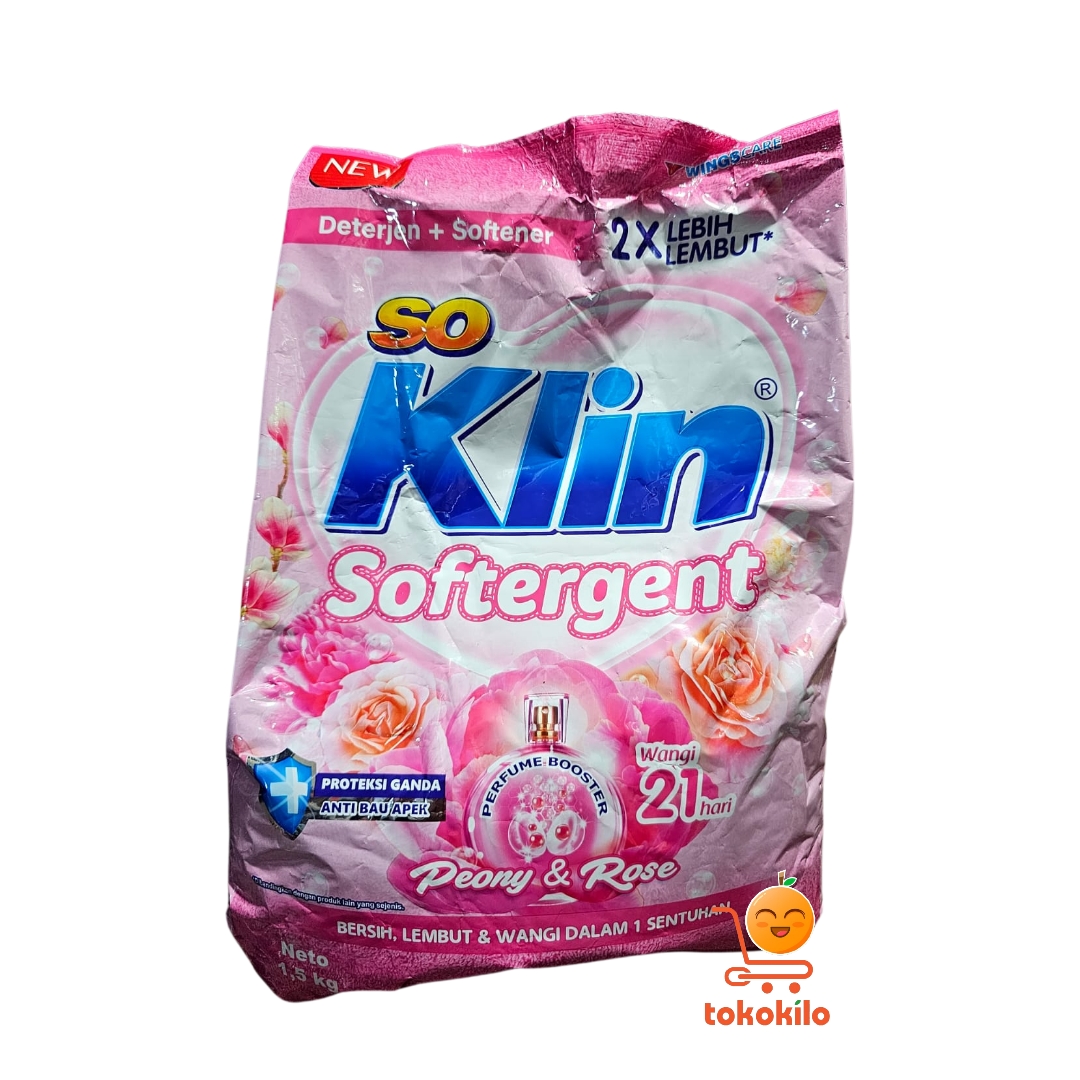 SoKlin Softergent Bubuk varian Peony & Rose  Pink 225gr, 445gr, 720gr, 1,5kg