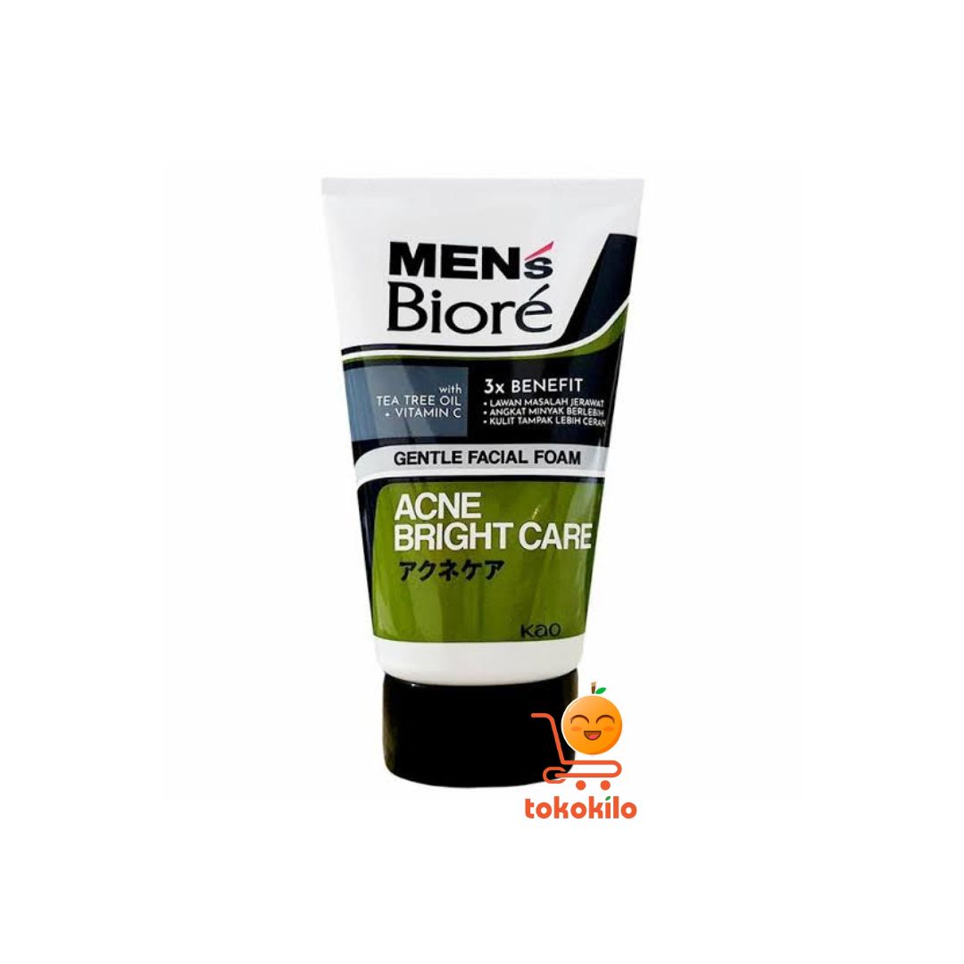 Men’s Biore Gentle Facial Foam Acne Bright Care 40gr, 100gr