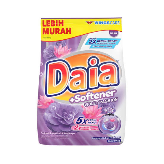 Daia Deterjen Bubuk + Softener varian Violet Passion 47gr, 245gr, 470+25gr, 800gr, 1,5kg, 2,7kg