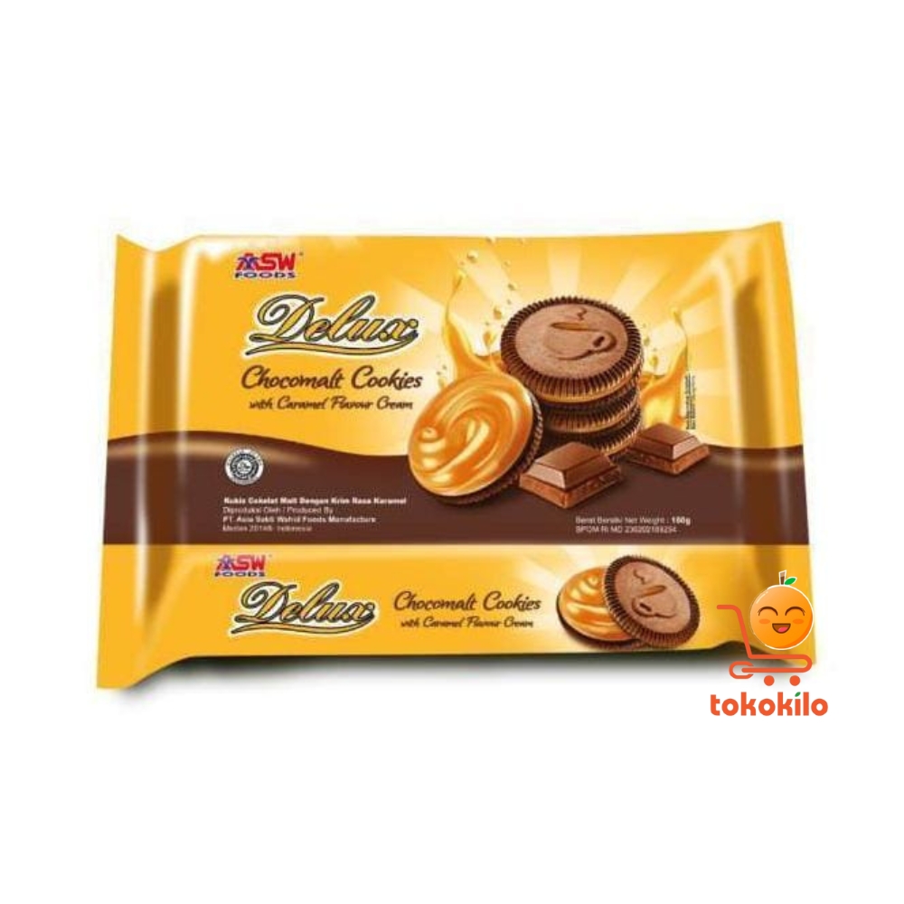 Delux Chocomalt Cookies dengan krim rasa karamel 160gr