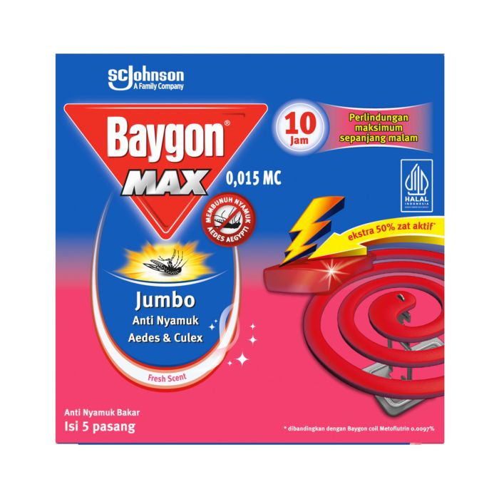 Baygon Bakar Max Jumbo wangi Fresh Scent 5 pasang