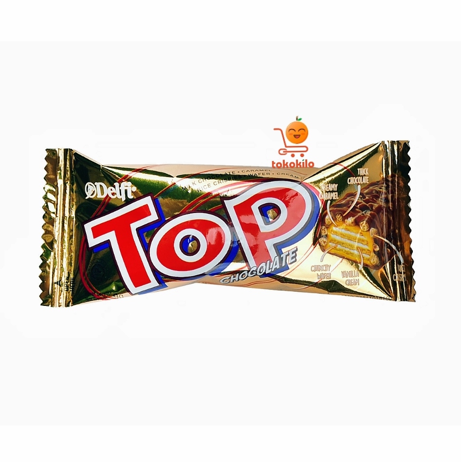 Delfi Top Wafer Coklat Karamel 9gr (1 Box X 24pcs+2 FREE)