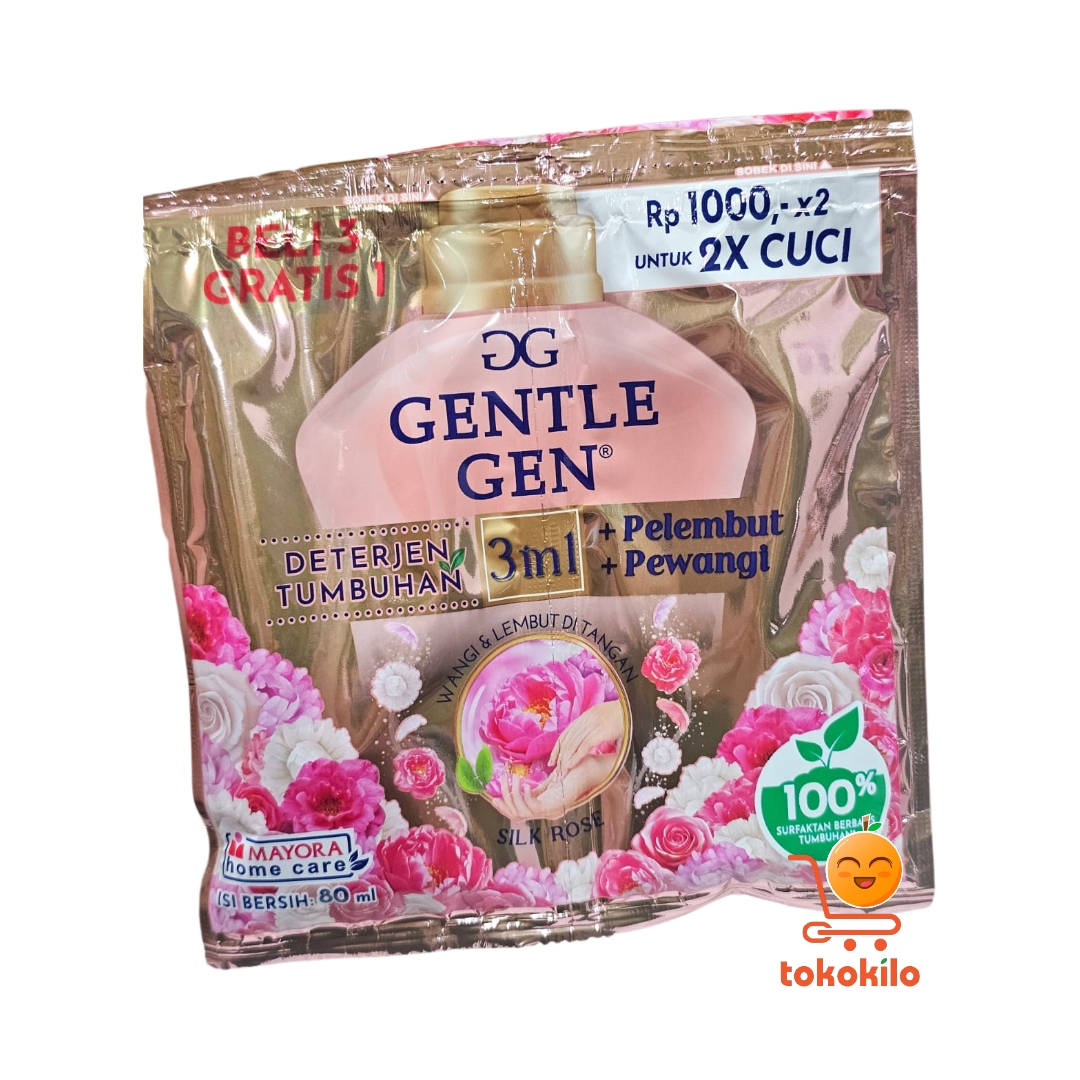 Gentle Gen Deterjen Cair Silk Rose TwinPack 80ml (1Pack X 3 GRATIS 1)