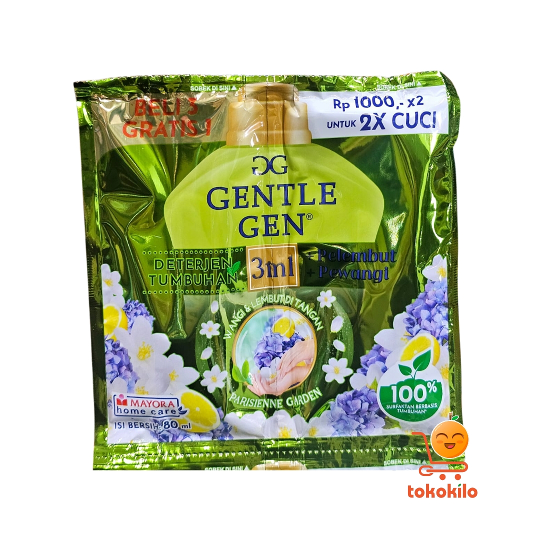 Gentle Gen Deterjen Cair Parisienne Garden TwinPack 80ml (1Pack X 3GRATIS1)