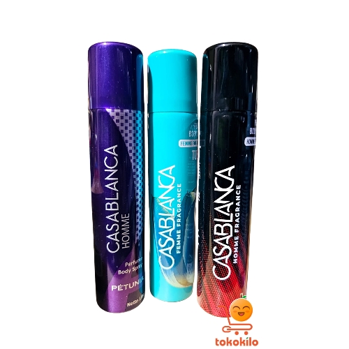 Casablanca Parfume Body Spray Petunia Darkviolet/Ungu Tua, Tosca, Noir Black/Hitam 100ml