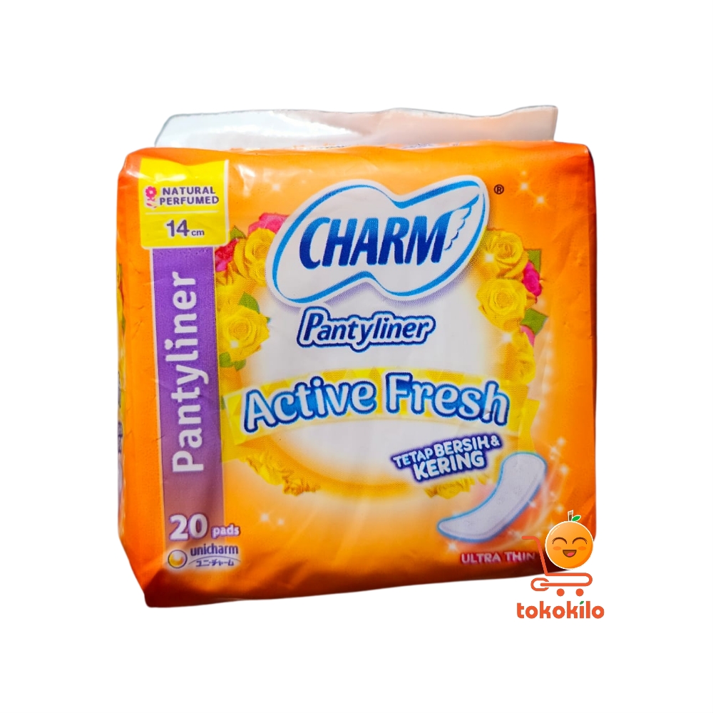 Charm Pantyliner Active Fresh Natural Perfumed, Perfumed (20 Pads)