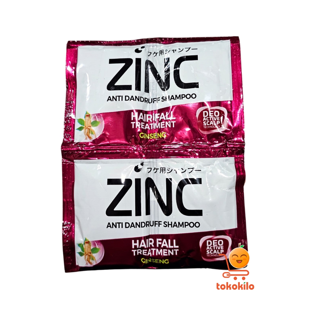 Zinc Anti Dandruff Shampoo Hair Fall Treatment Ginseng 10ml (1 Pack X 12sachet)