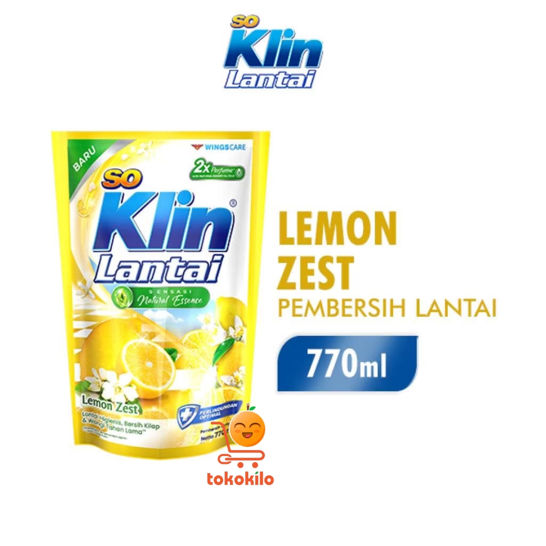 Soklin Pembersih Lantai Lemon Zest 770ml, 1600ml