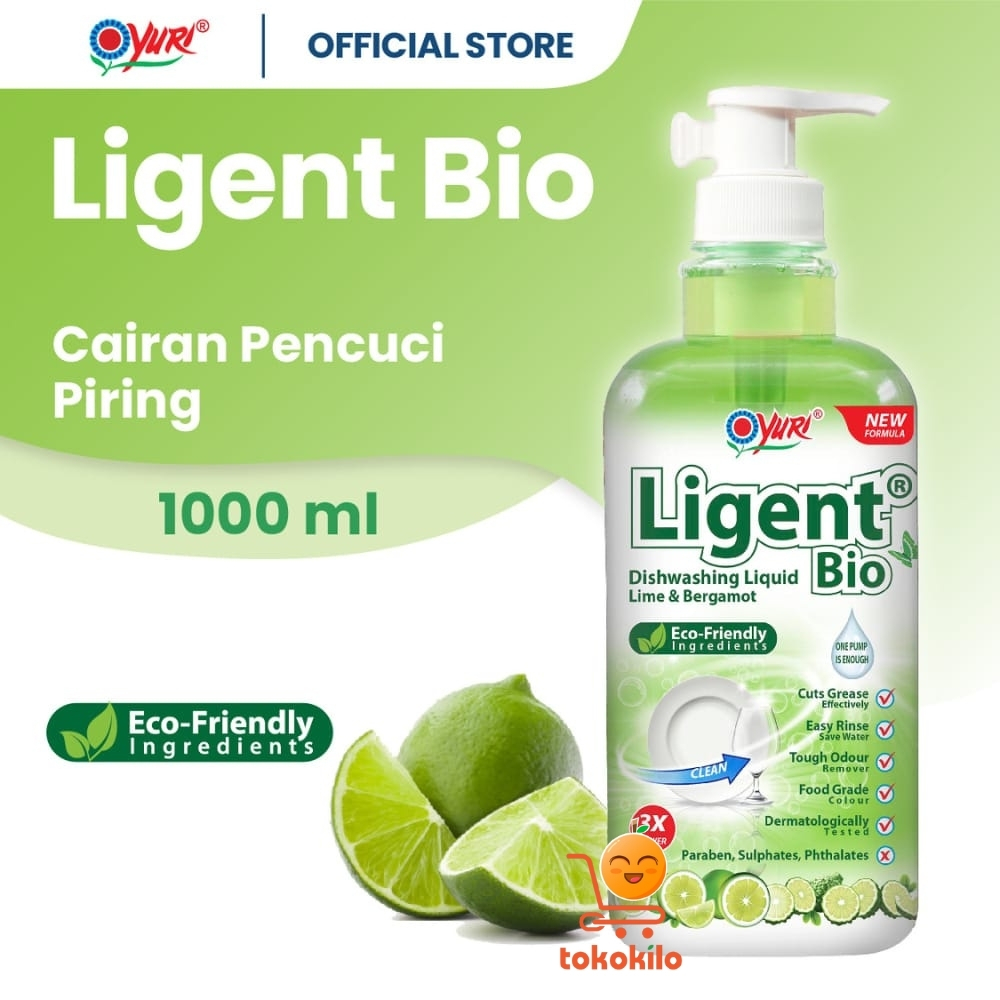 Sabun Cuci Piring Yuri Ligent Bio Lime & Bergamot 1L