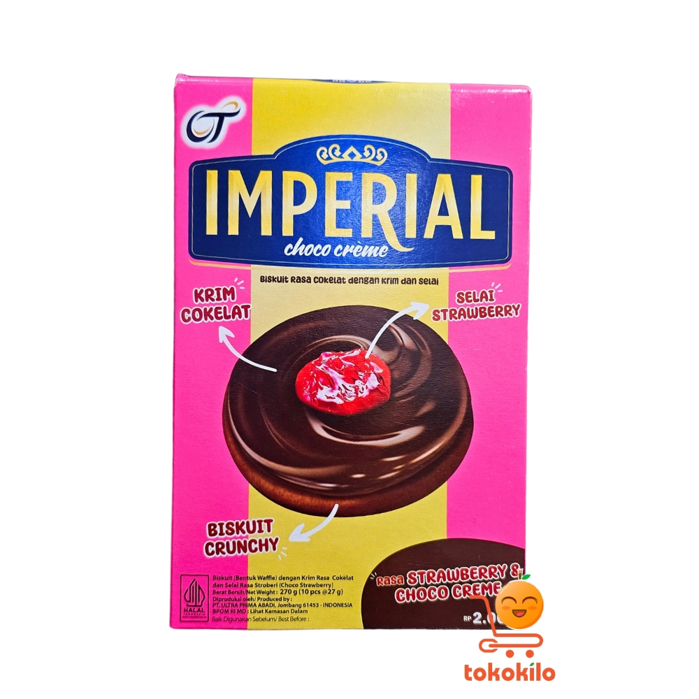 Biskuit Imperial rasa Stroberi dan Krim Cokelat 27gr (1 Box X 10pcs)