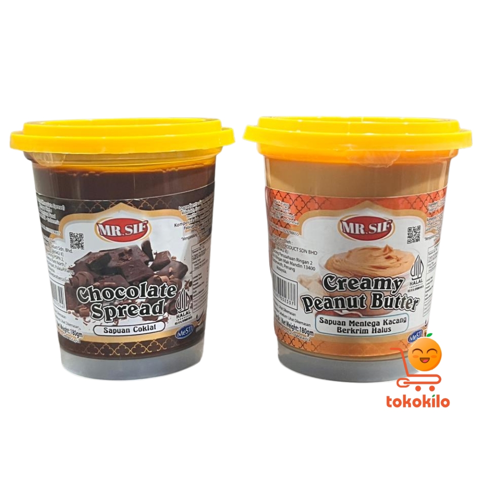 Mr. Sif Selai Olesan Chocolate Spread, Creamy Peanut Butter 180gr